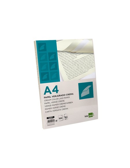 PAPEL VERJURADO  A4 180G/M2 CREMA PQ.DE 100H.