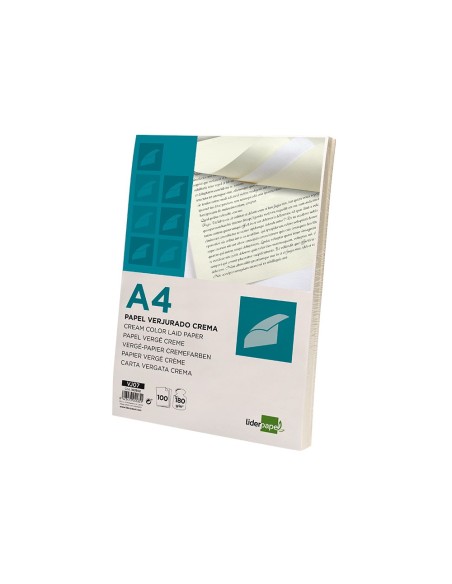 PAPEL VERJURADO  A4 180G/M2 CREMA PQ.DE 100H.