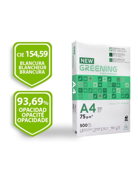 PAQ. PAPEL GREENING A4 75 GRAMOS PQ. 500 H. ECO-ECF