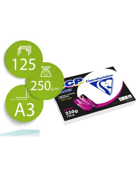 PAPEL FOTOCOPIADORA DCP COATED GLOSSY A3 250 GRAMOS PQ.DE 125H.
