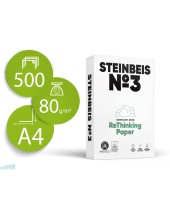 PAPEL FOTOCOPIADORA STEINBEIS N.3 100% RECICLADO A4 80 GR PQ.DE 500H.