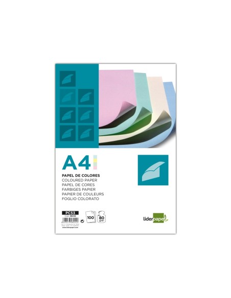 PAPEL COLOR DIN A4 80 GR PAQUETE 100 CUATRO COL.SURT. ROSA AM.-A