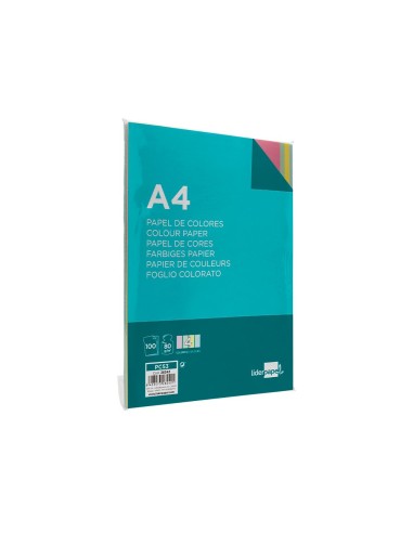 PAPEL COLOR DIN A4 80 GR PAQUETE 100 CUATRO COL.SURT. ROSA AM.-A