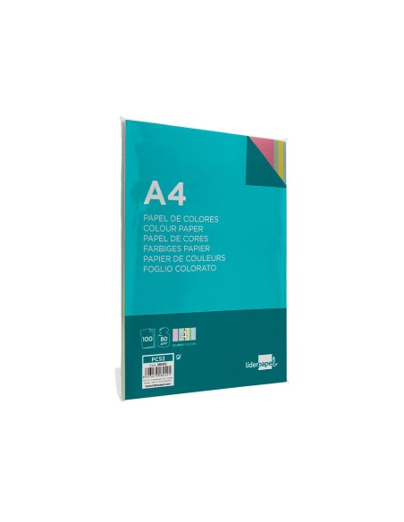 PAPEL COLOR DIN A4 80 GR PAQUETE 100 CUATRO COL.SURT. ROSA AM.-A