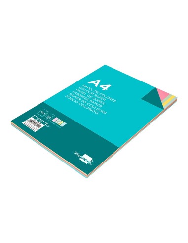 PAPEL COLOR DIN A4 80 GR PAQUETE 100 CUATRO COL.SURT. ROSA AM.-A