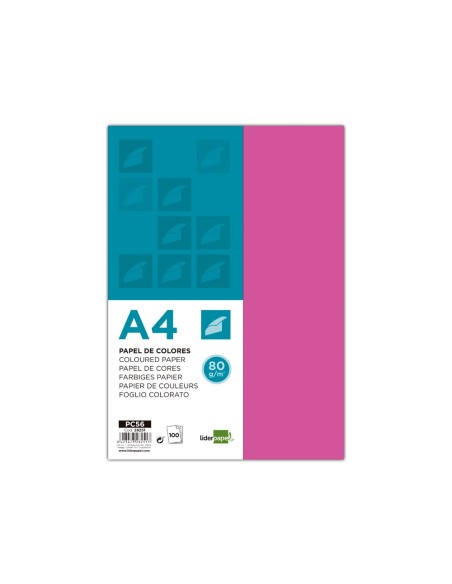 PAPEL COLOR DIN A4 80 GR FUCSIA PAQUETE 100 H.