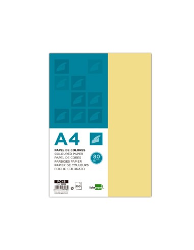 PAPEL COLOR DIN A4 80 GR AMARILLO PAQUETE 100 H.