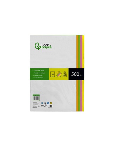 PAPEL COLOR DIN A4 75 GR PAQUETE 500 CUATRO COL.NEON SURT.