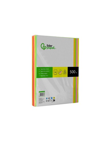 PAPEL COLOR DIN A4 75 GR PAQUETE 500 CUATRO COL.NEON SURT.