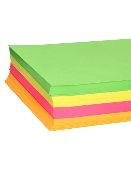 PAPEL COLOR DIN A4 75 GR PAQUETE 500 CUATRO COL.NEON SURT.