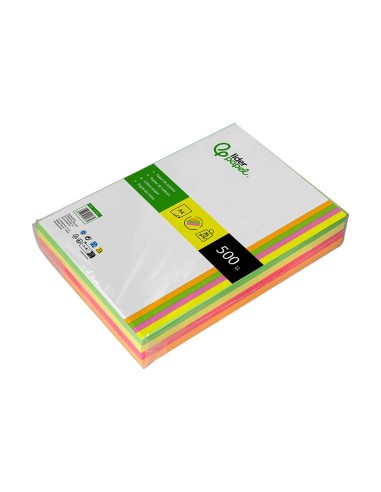 PAPEL COLOR DIN A4 75 GR PAQUETE 500 CUATRO COL.NEON SURT.