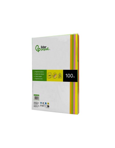 PAPEL COLOR DIN A4 75 GR PAQUETE 100 CUATRO COL.NEON SURT.