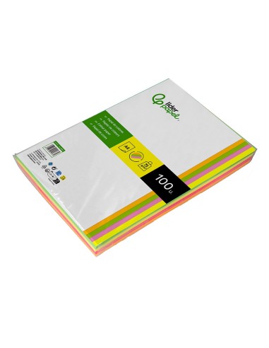 PAPEL COLOR DIN A4 75 GR PAQUETE 100 CUATRO COL.NEON SURT.