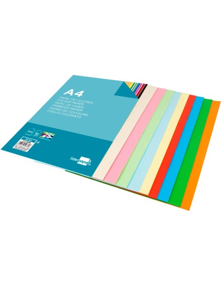PAPEL COLOR DIN A4 80 GR PAQUETE 100 H.25 COL.SURT.