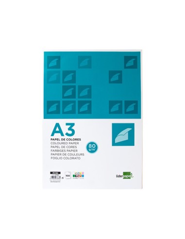 PAPEL LIDERPAPEL A3 80GR/M2 10 COL.SURT.PAQUETE 100 HOJAS