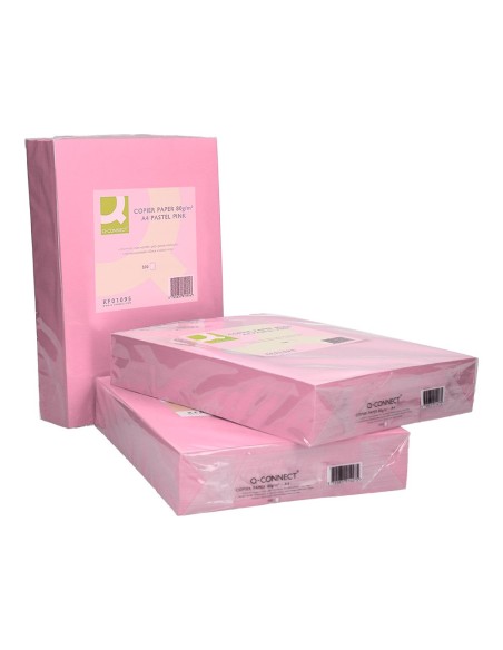 PAPEL COLOR Q-CONNECT DIN A4 80 GR ROSA PAQ. 500 HOJAS**130075