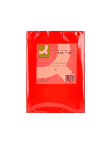 PAPEL COLOR Q-CONNECT DIN A4 80GR ROJO INTENSO PAQ 500 HOJAS**129956