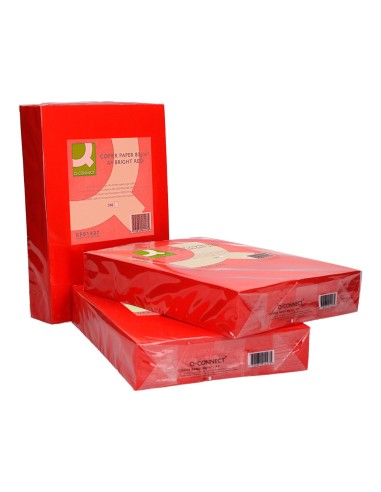 PAPEL COLOR Q-CONNECT DIN A4 80GR ROJO INTENSO PAQ 500 HOJAS**129956