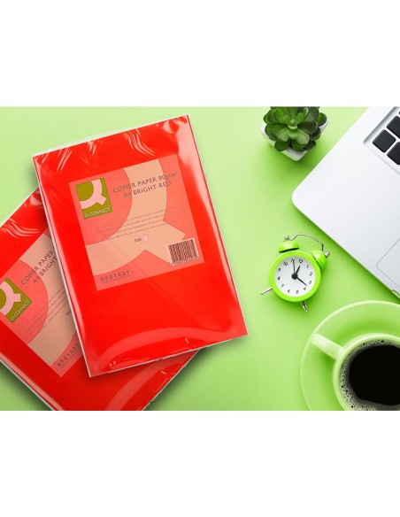 PAPEL COLOR Q-CONNECT DIN A4 80GR ROJO INTENSO PAQ 500 HOJAS**129956