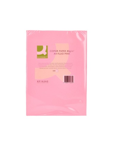 PAPEL COLOR Q-CONNECT DIN A4 80GR ROSA NEON PAQUETE DE 500 HOJAS