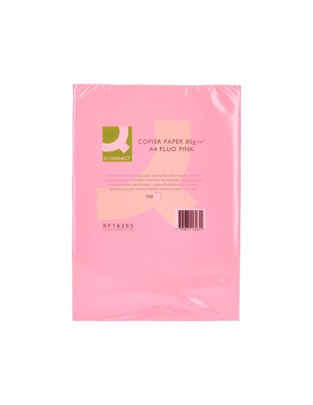 PAPEL COLOR Q-CONNECT DIN A4 80GR ROSA NEON PAQUETE DE 500 HOJAS