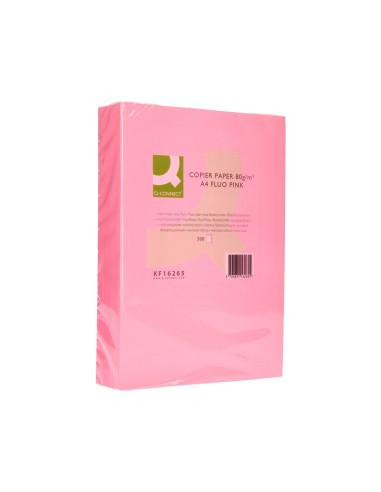 PAPEL COLOR Q-CONNECT DIN A4 80GR ROSA NEON PAQUETE DE 500 HOJAS