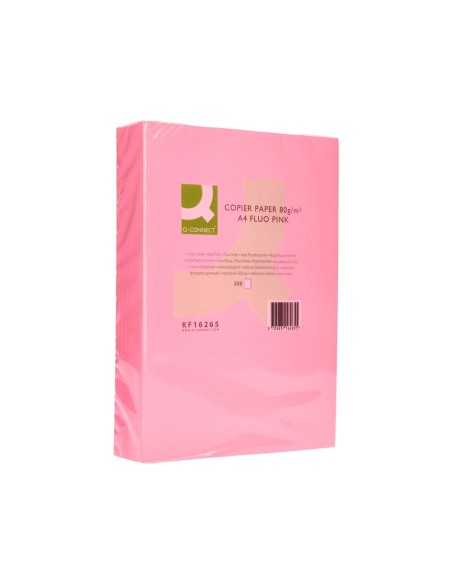 PAPEL COLOR Q-CONNECT DIN A4 80GR ROSA NEON PAQUETE DE 500 HOJAS