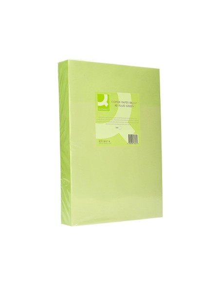 PAPEL COLOR Q-CONNECT DIN A3 80GR VERDE NEON PAQUETE DE 500 HOJAS