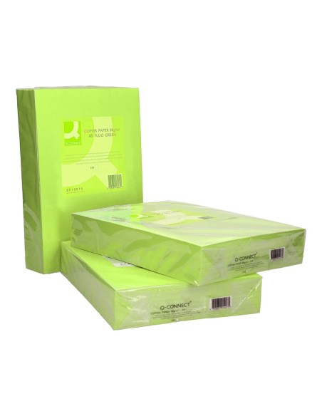 PAPEL COLOR Q-CONNECT DIN A3 80GR VERDE NEON PAQUETE DE 500 HOJAS