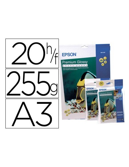 S041315 PAPEL EPSON GLOSSY PHOTO PAPER A3 20H 255GR. 255 GR.