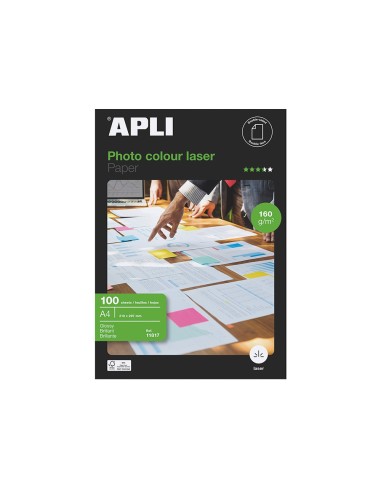 PAPEL FOTOGRAFICO APLI GLOSSY DOBLE CARA DIN A4 PACK 100 HOJAS 160 GR