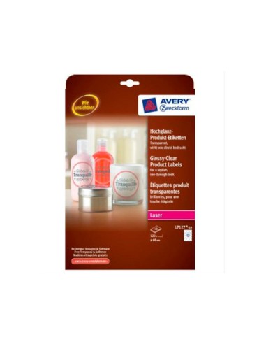 ETIQUETA ADH. AVERY BRILLANTE INVISIBLE RED.LASER 60MM CAJA 120