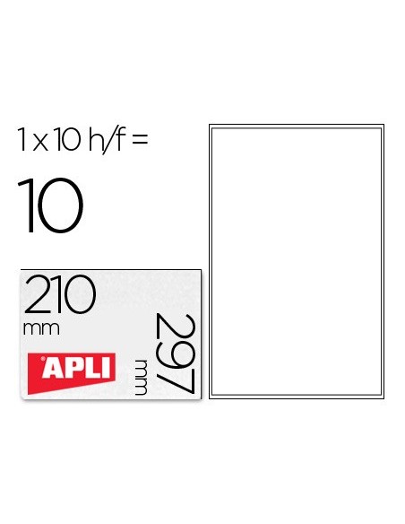 ETIQUETAS ADH. APLI 10053 210X297MM TPTE. EXTERIOR 10H.