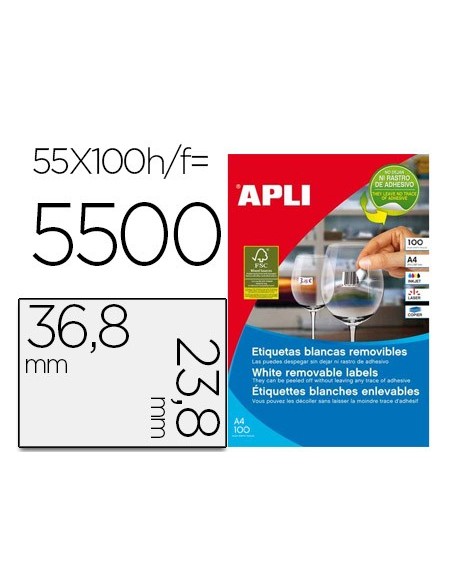 ETIQUETA ADH. APLI 3051 36,8X23,8MM 100H.