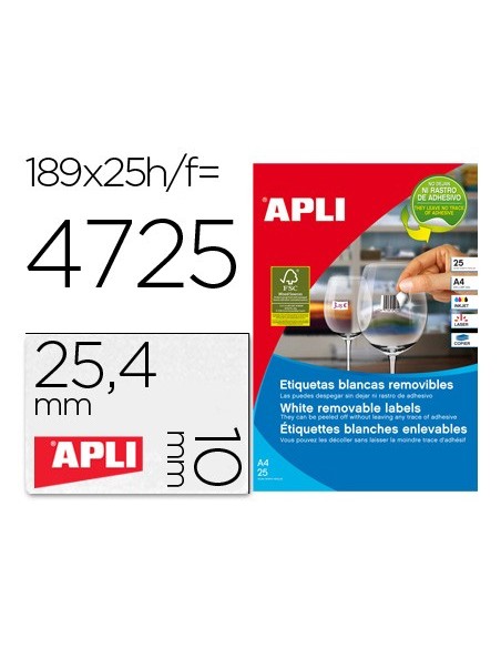 ETIQUETA ADH. APLI 10198 25,4X10MM REMOV. 25H.
