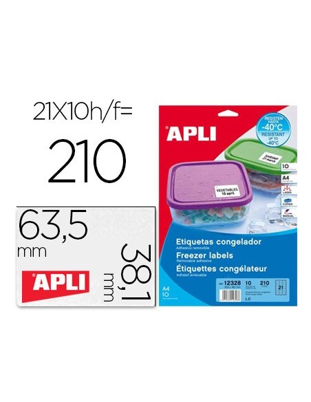 ETIQUETA ADH. APLI 12328 63,5X38,1MM CONGELADO 10H.