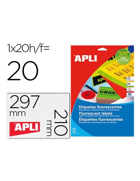 ETIQUETA ADH. APLI 2881 210X297MM.VE. 20H.
