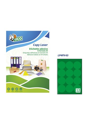 ETIQUETA ADH. TICO VE. FLUOR PERMANENTE RED.63,5MM CAJA 840 UD.