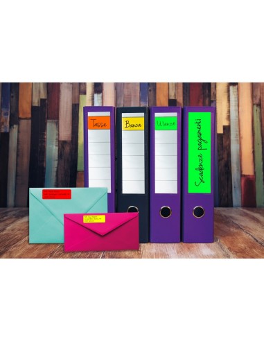 ETIQUETA ADH. TICO VE. FLUOR PERMANENTE 99,1X34MM CAJA 1120 UD.