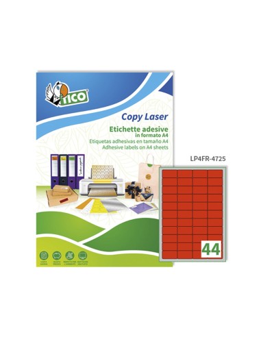 ETIQUETA ADH. TICO RJ. FLUOR PERMANENTE 47,5X25,5MM CAJA 3080 UD.
