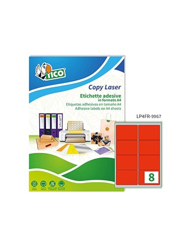 ETIQUETA ADH. TICO RJ. FLUOR PERMANENTE 99,1X67,7MM CAJA 560 UD.