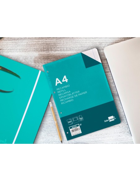 REC.DIN A4 100 H LISO 4 TAL.C/MARGEN PAPEL 100 GRAMOS