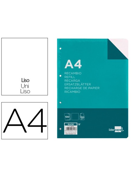 REC.DIN A4 100 H LISO 4 TAL.SIN MARGEN PAPEL 100 GRAMOS