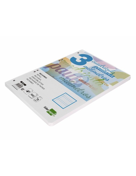 RECAMBIO LIDERPAPEL4º100 H CUADO PAUTADO 3 MM 70 GR C/MARGEN**