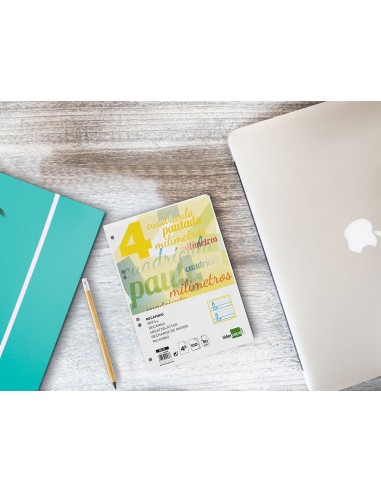 RECAMBIO LIDERPAPEL4º100 H CUADO PAUTADO 4 MM 6 TALADROS 70 G**