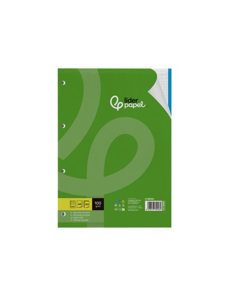 RECAMBIO LIDER.A4 100H.100G CUADRO 5MM 4A BANDAS 5 COL