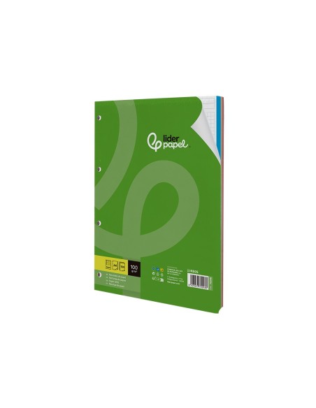 RECAMBIO LIDER.A4 100H.100G CUADRO 5MM 4A BANDAS 5 COL