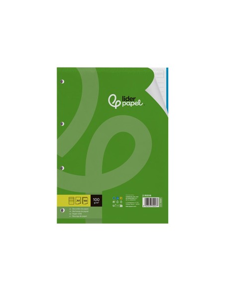 RECAMBIO LIDER.A4 100H.100G RAYADO HORIZONTAL 4A BANDAS 5 COL