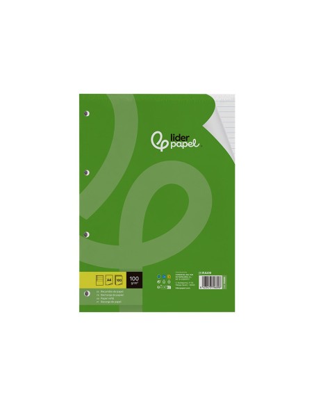 RECAMBIO A4 100H.100 G/M2 RAYADO HORIZONTAL MARGEN 4 TALADROS