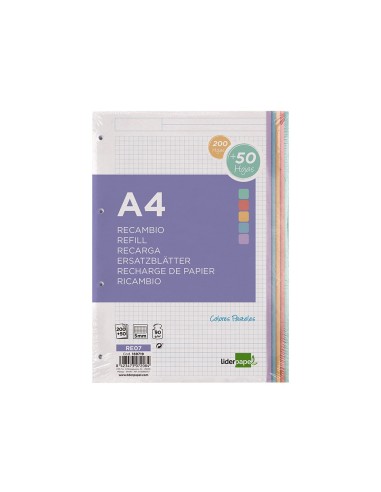 RECAMBIO  A4 200+50H. 90G/M2 5MM4 TAL.B.DE 5 COL.